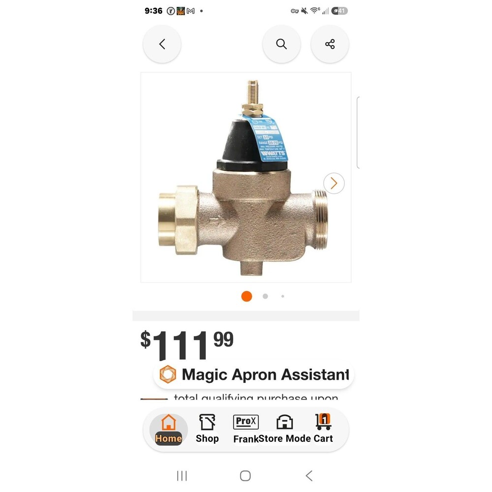 New Watts 1in. Lead-Free Brass FPT x FPT Water Pressure Reducing Valve LFN45BUM1